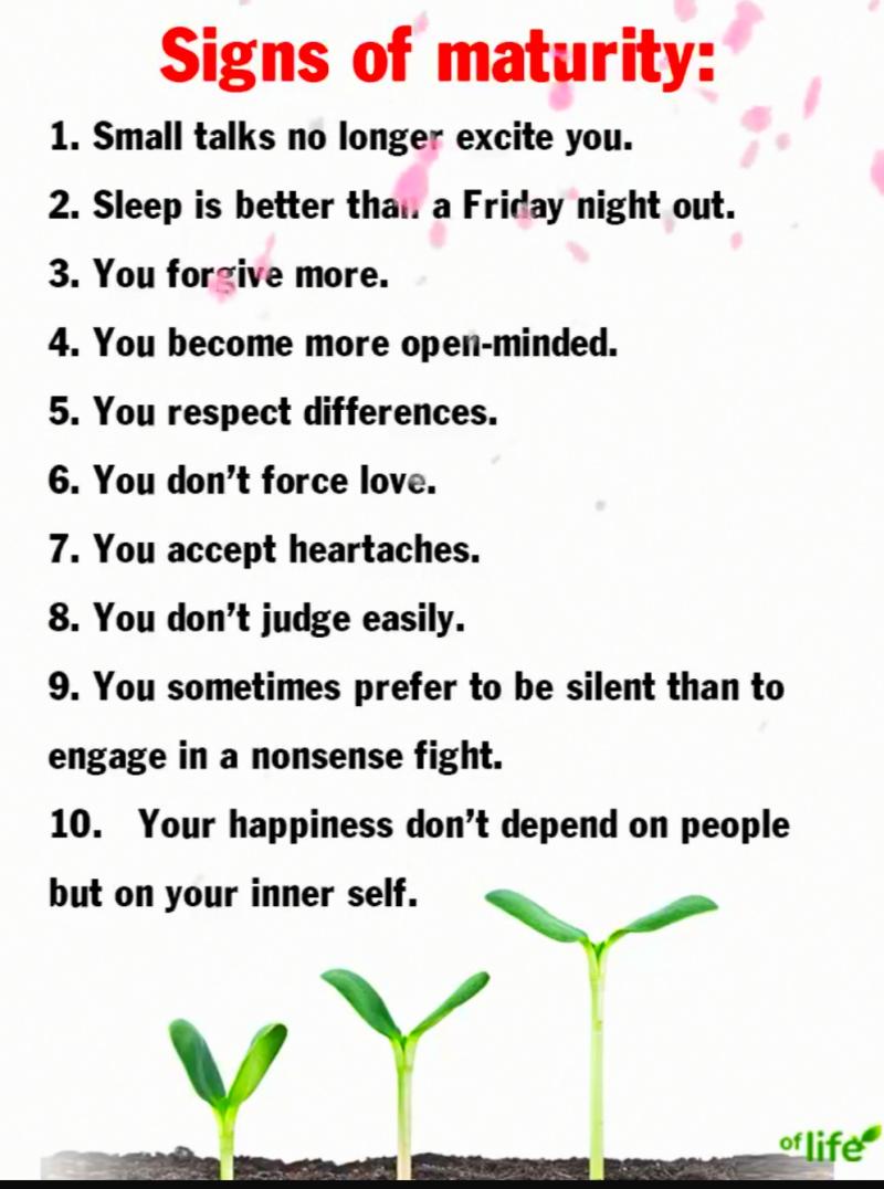Signs of maturity