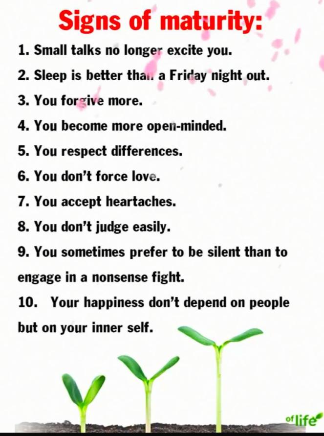 Signs of maturity